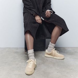 Zara Faux Shearling Casual Athletic Sneakers